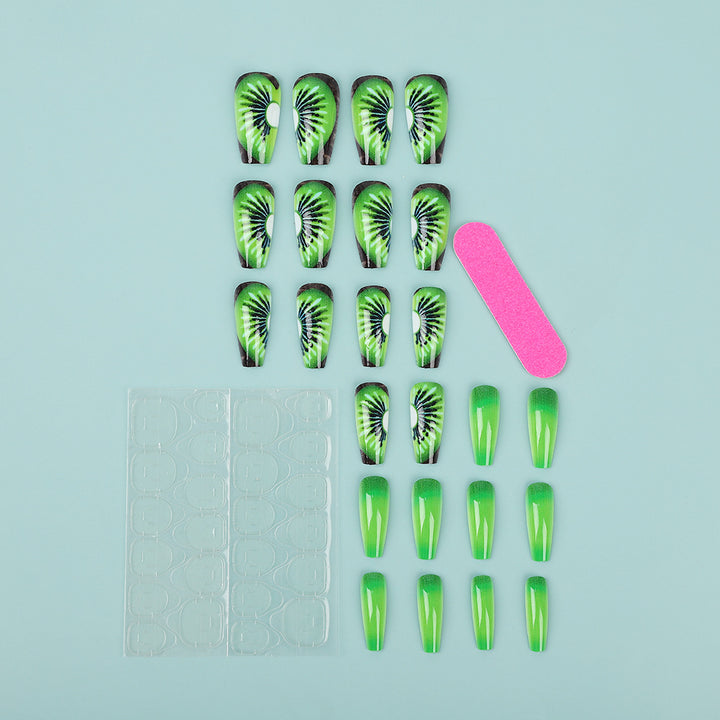 Creative artificial nails with kiwi motif Bowlift