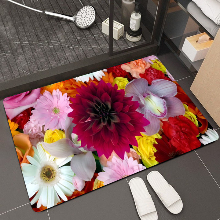 Floral Design Memory Foam Bath Mat Bowlift