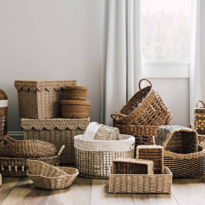 Rectangular Natural Woven Storage Basket Bowlift