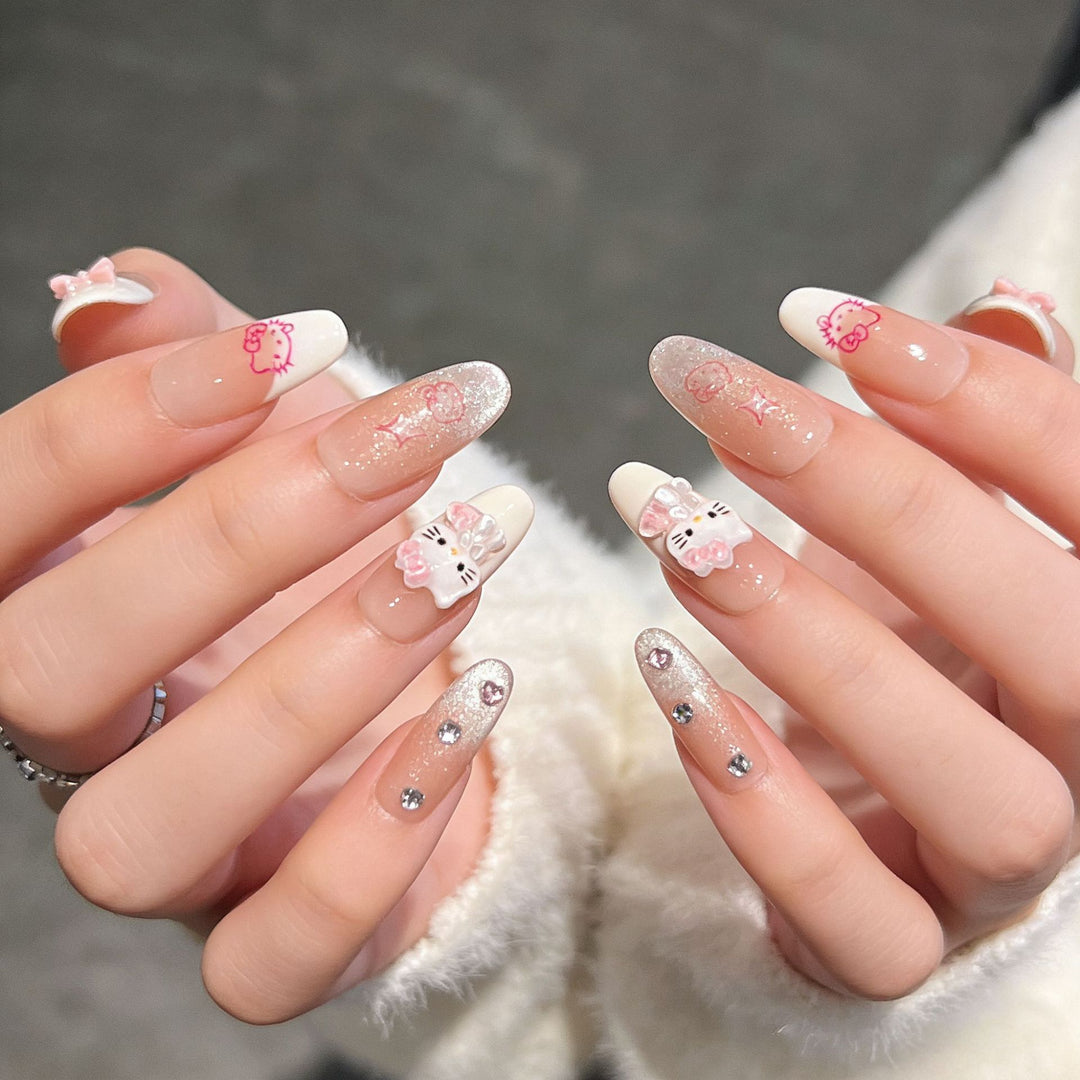 Artistic Press-On Nail Set Bowlift
