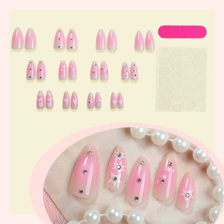 Decorative Press-On Nail Art Set with Star and Sparkle Accents Bowlift