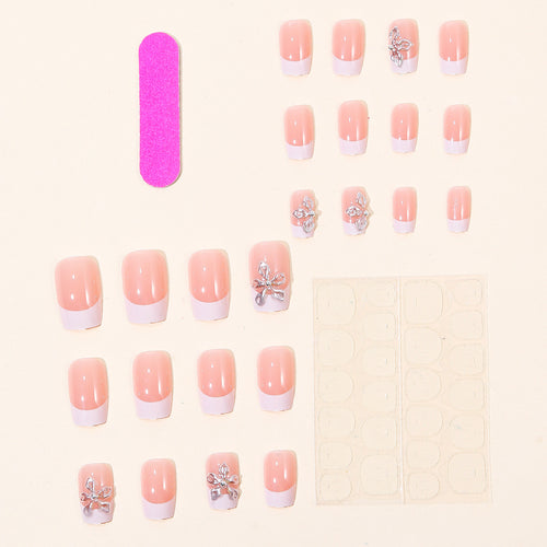 Decorative Floral French Tip Nail Art Bowlift
