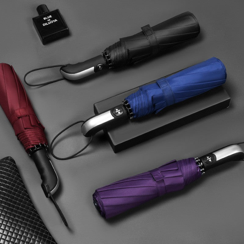 Women's Folding Umbrella with Ergonomic and Elegant Handle Bowlift