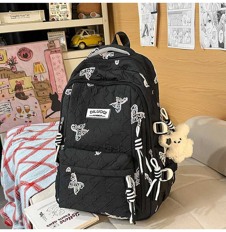 Floral Embroidered Durable School Backpack Bowlift