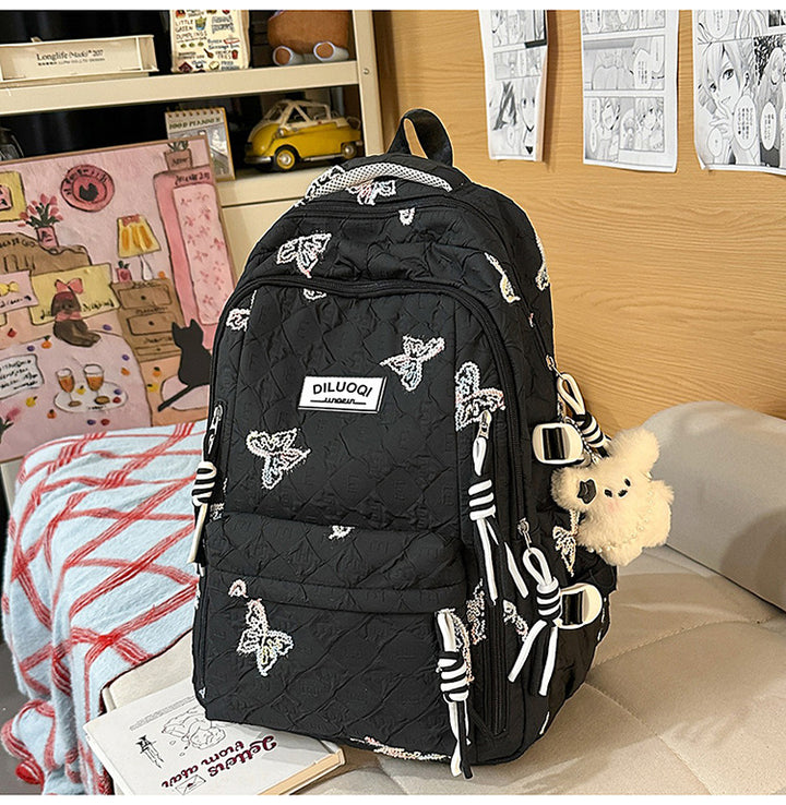 Floral Embroidered Durable School Backpack Bowlift