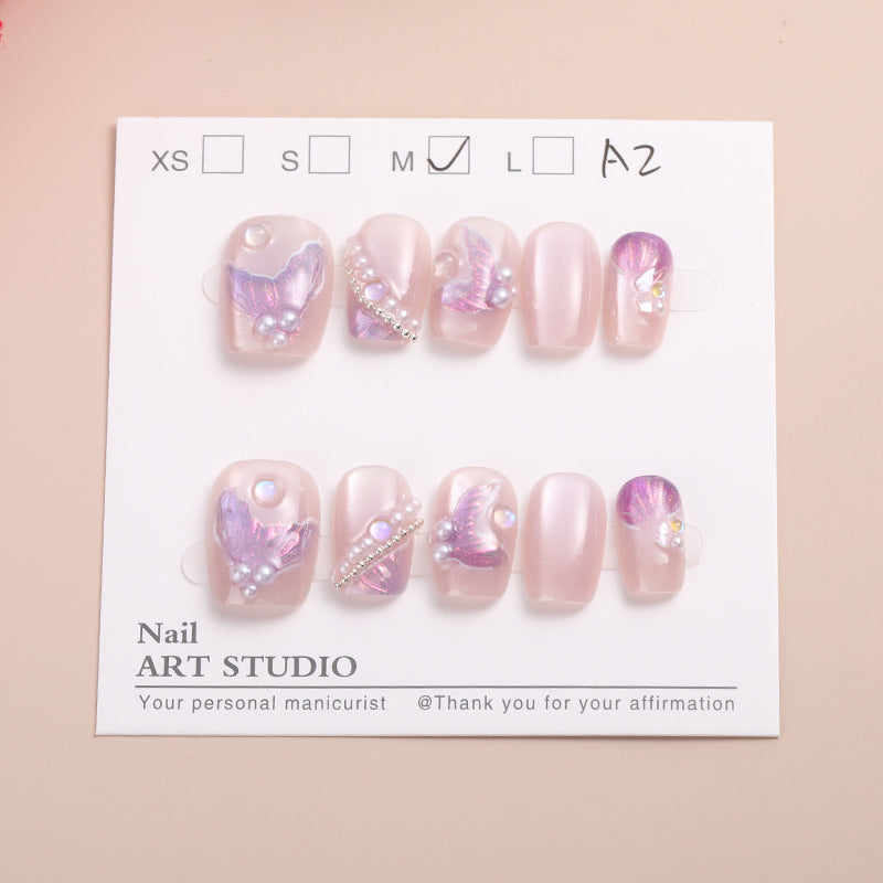 Artistic Press-On Nail Set Bowlift