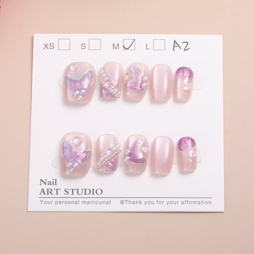 Artistic Press-On Nail Set Bowlift
