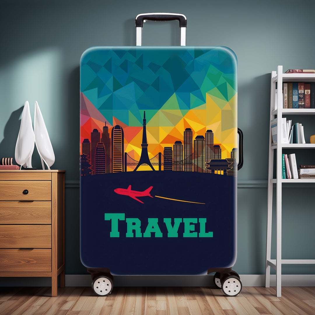 Unisex luggage cover with creative world travel motif Bowlift