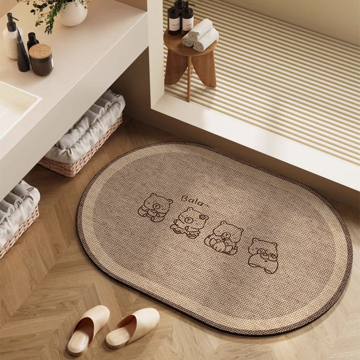Playful Cartoon Character Bath Mat