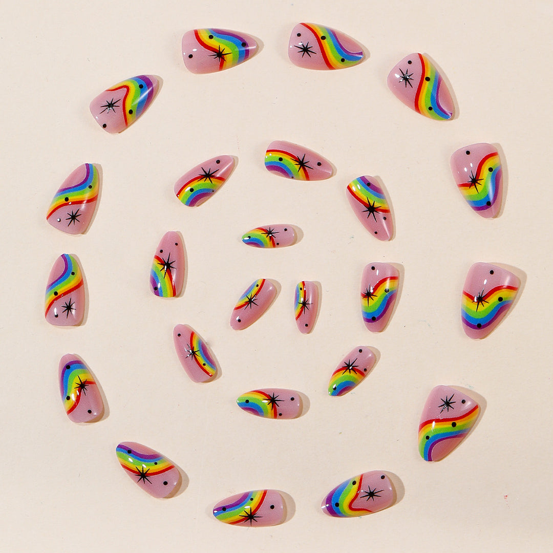 Colorful Rainbow-Themed Nail Art Bowlift
