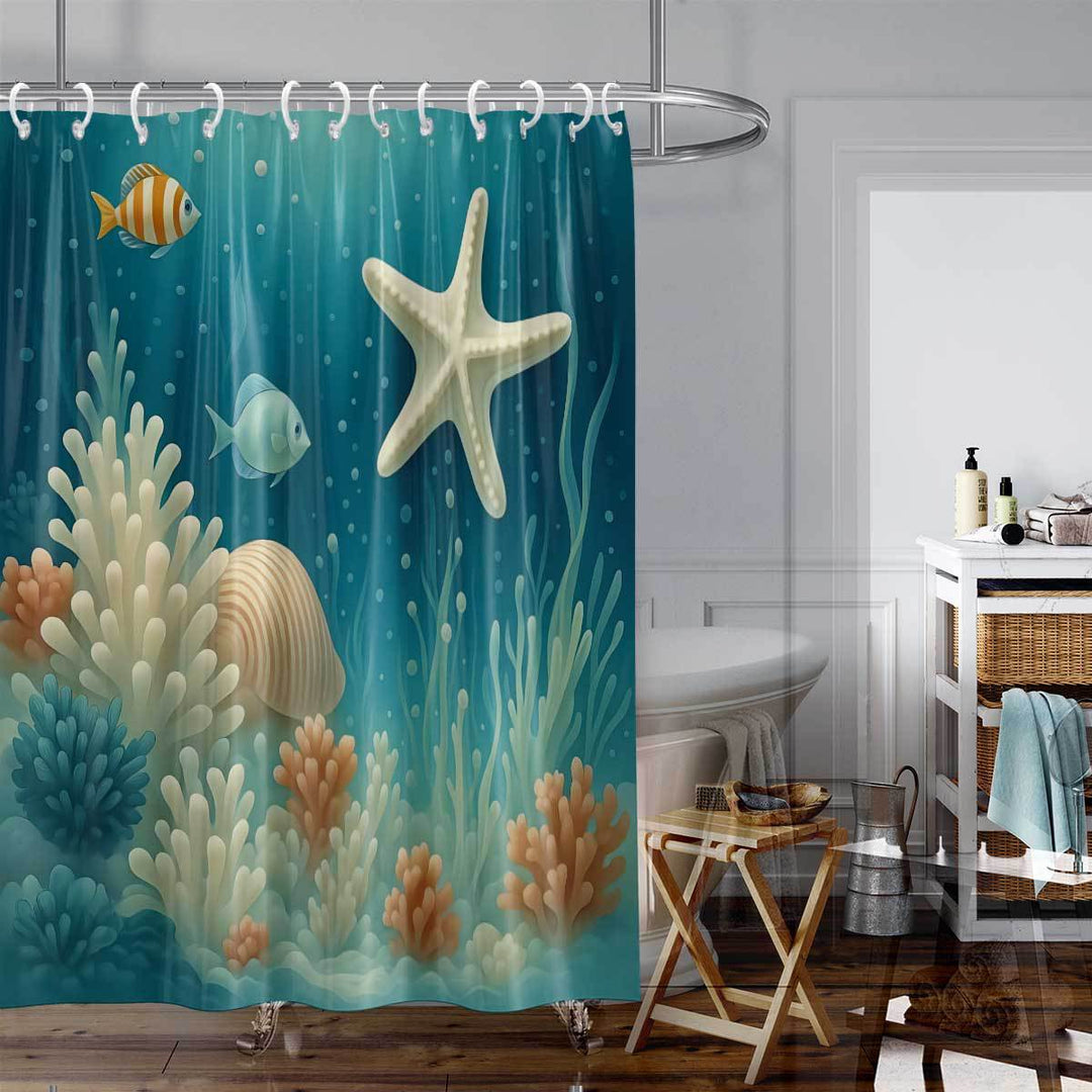 Coastal-Inspired Artistic Shower Curtain Bowlift