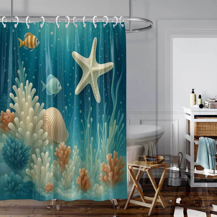 Coastal-Inspired Artistic Shower Curtain Bowlift