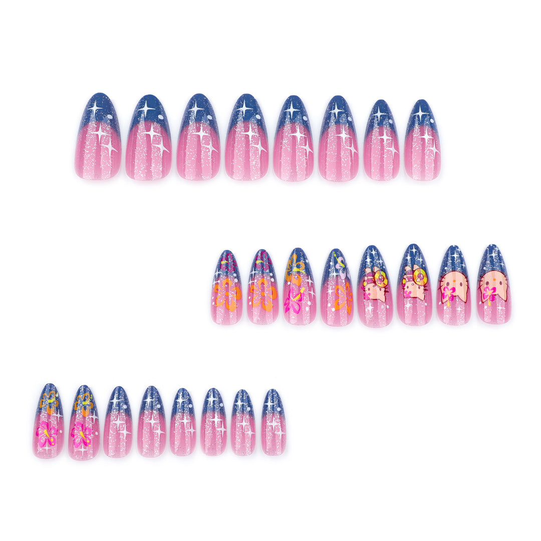 Artistic stiletto nails with playful design Bowlift