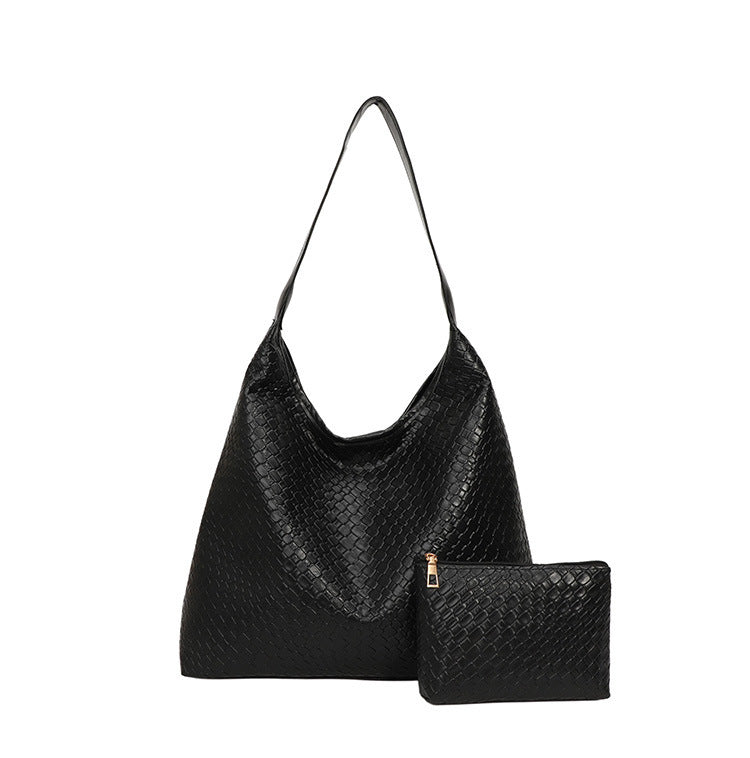 Sleek Textured Leather Hobo Handbag Bowlift