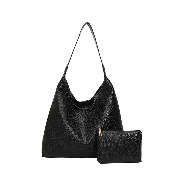 Sleek Textured Leather Hobo Handbag Bowlift