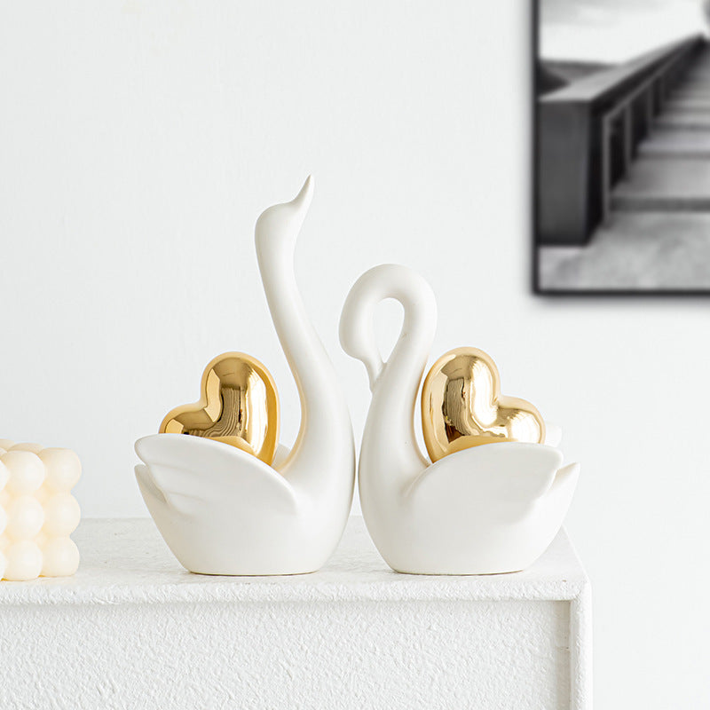 Elegant and romantic swans decorative figure Bowlift