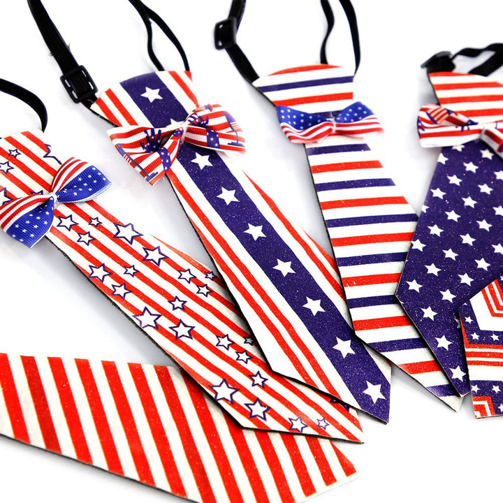 Independence Day adjustable novelty necktie with pre-tied bow and buckle strap Bowlift