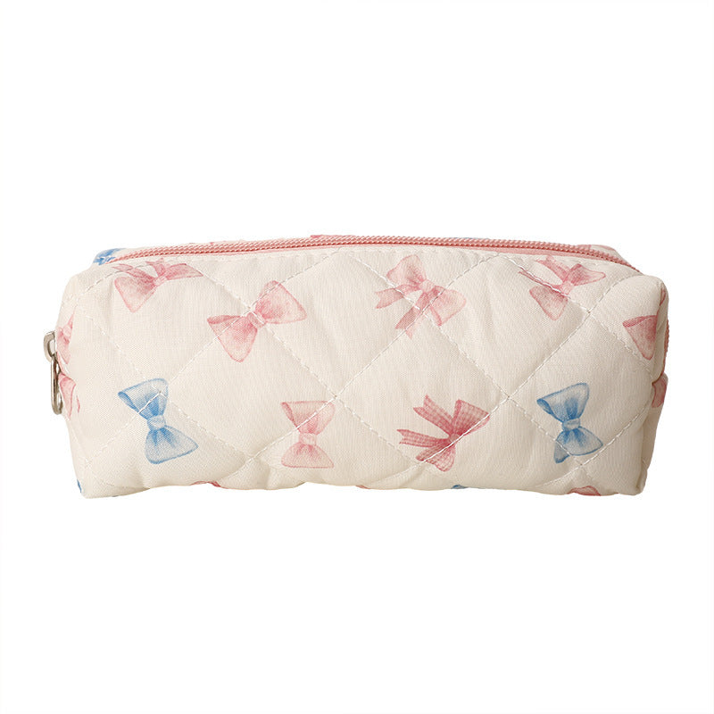Quilted Bow-Print Cosmetic Pencil Case Bowlift