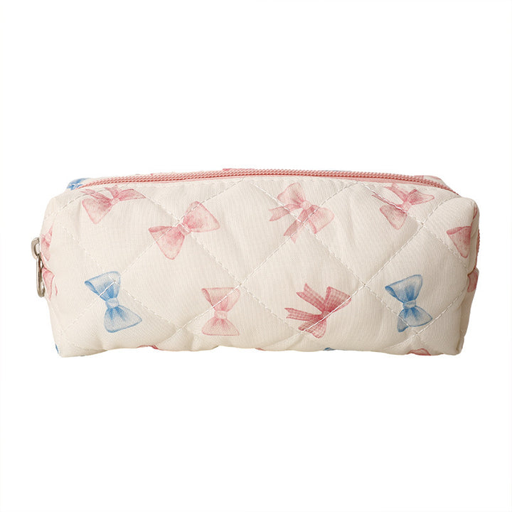 Quilted Bow-Print Cosmetic Pencil Case Bowlift