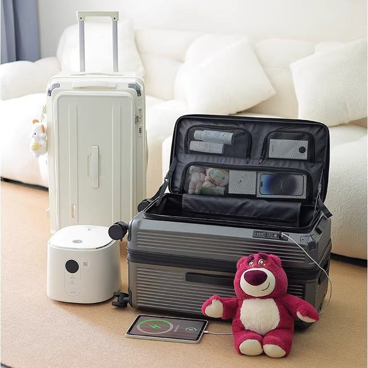 Men's Smart Multi-Compartment Hard Shell Travel Suitcase Bowlift