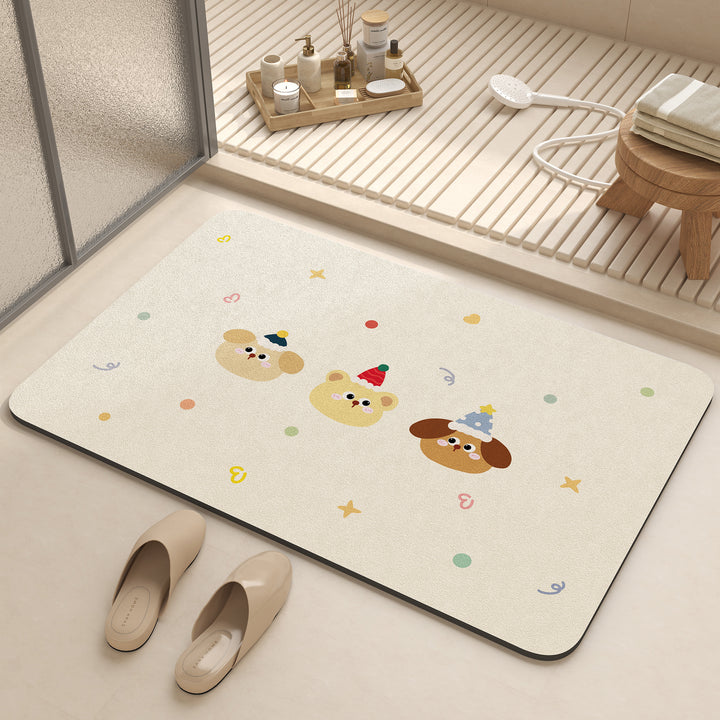 Playful Cartoon Dog-Themed Bath Mat Bowlift