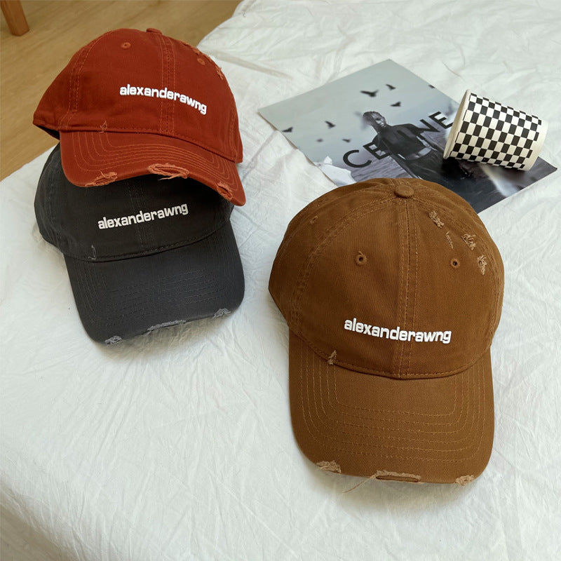 Unisex Distressed Cotton Baseball Cap Bowlift
