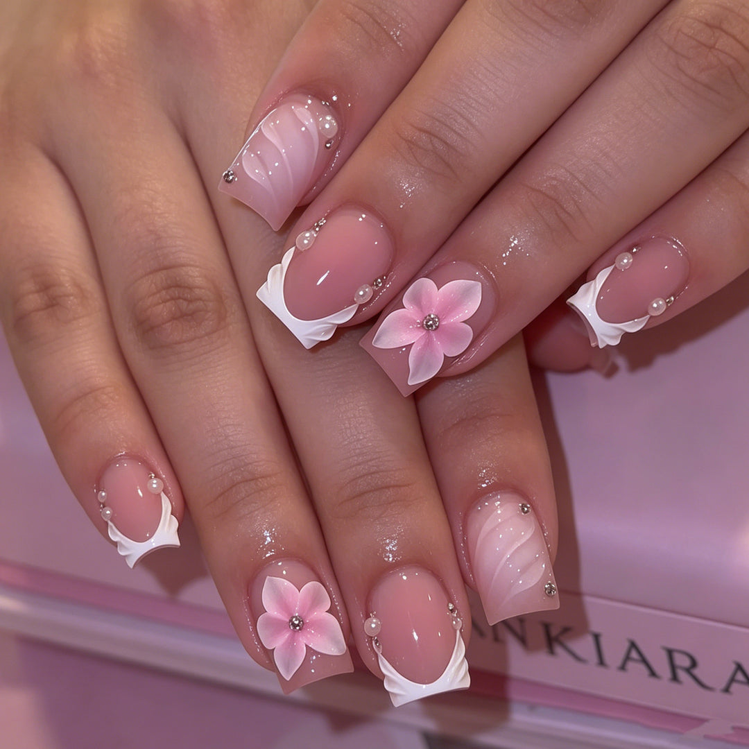Decorative Floral Acrylic Nail Art Set Bowlift