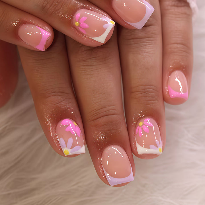 Creative Nail Art Set with Colorful Floral Designs Bowlift