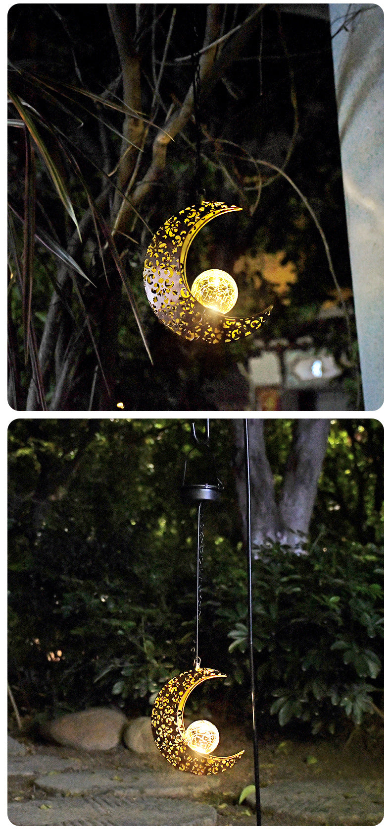 Solar Hanging Light Outdoor Waterproof Garden Projection Lamp, Iron Hollow Atmosphere Night Light