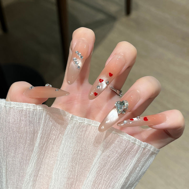 Decorative Press-On Nails with Gem Accents Bowlift