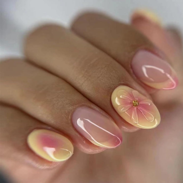 Floral Accent Press-On Nails Bowlift