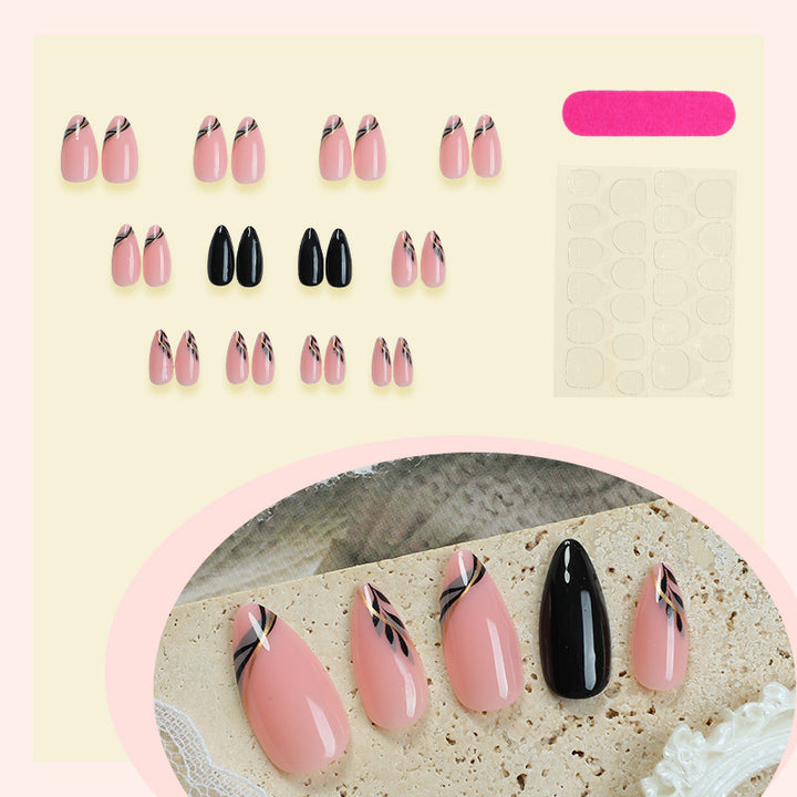 Elegant Press-On Nail Art Set with Artistic Designs Bowlift