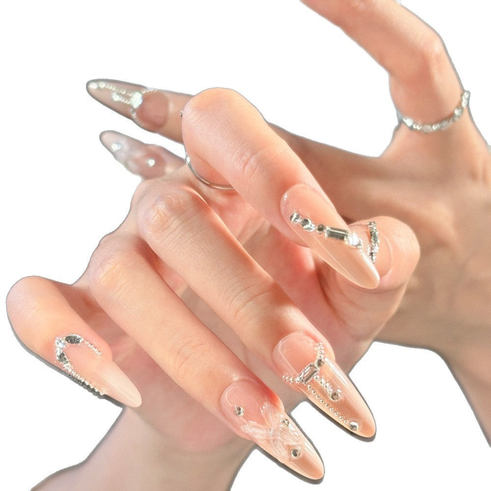 Elegant Stiletto Press-On Nail Art Set with Crystal Accents Bowlift