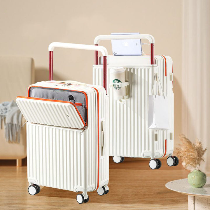 Unisex Multi-Compartment Rolling Hard-Shell Luggage with Integrated Charging Port Bowlift
