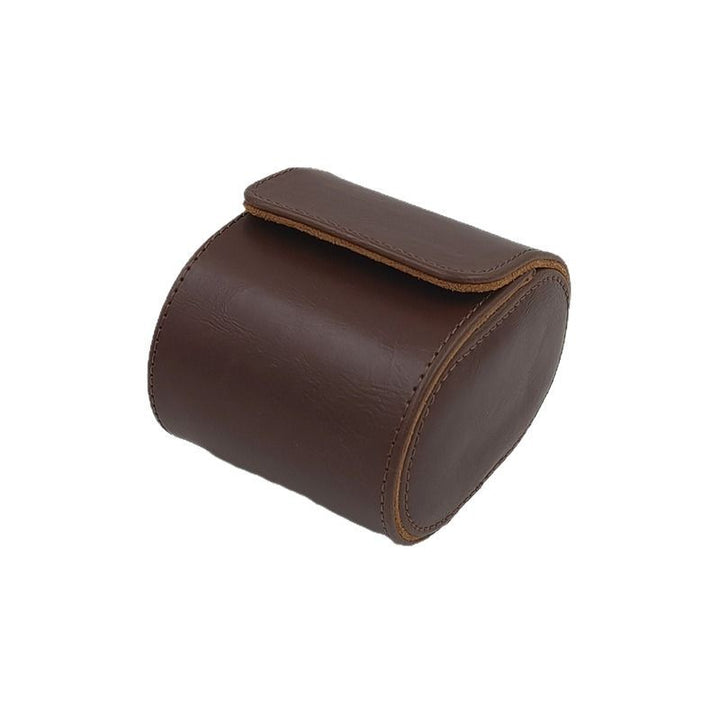 Compact Leather Travel Watch Roll Case with Snap Closure Bowlift