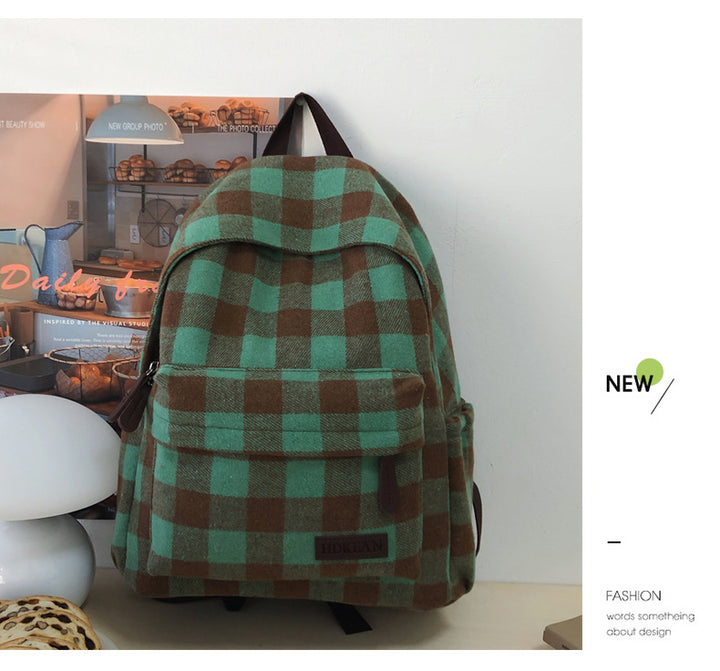 Plaid Patterned Casual Backpack