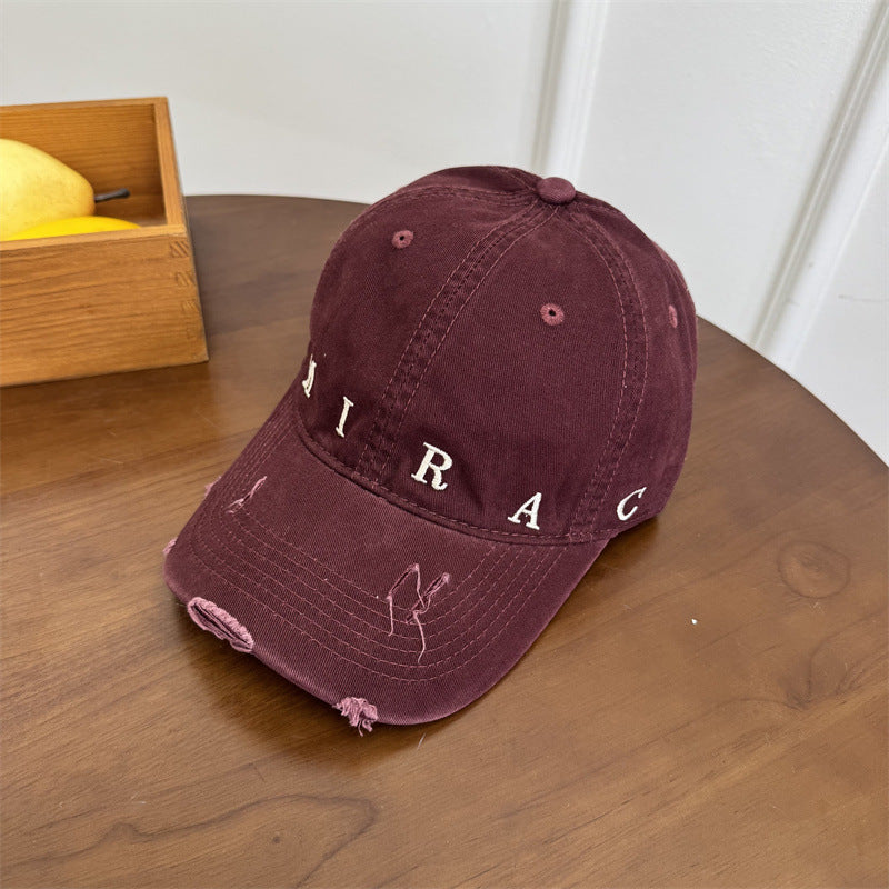 Women's Distressed Denim Baseball Cap Bowlift