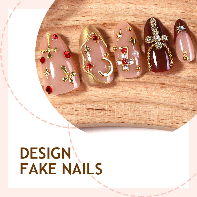 Decorative artificial nail set with elegant embellishments Bowlift