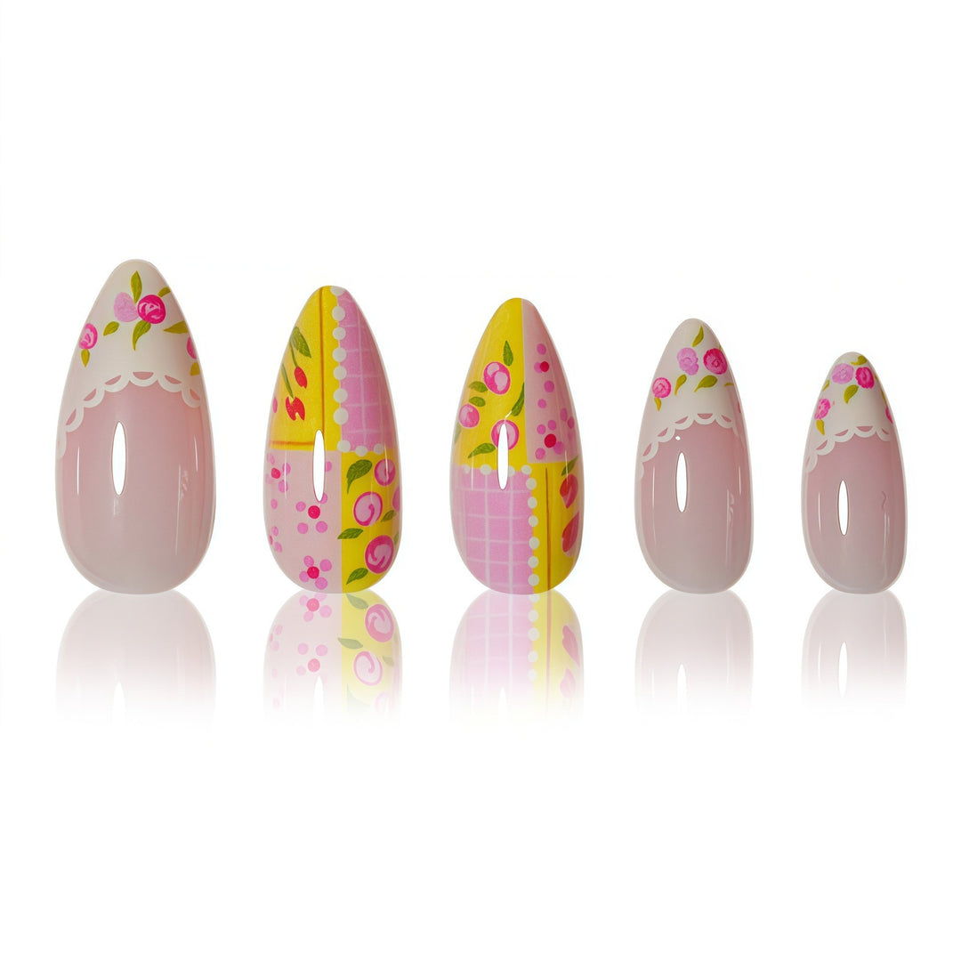 Decorative Floral Press-On Nail Art Bowlift