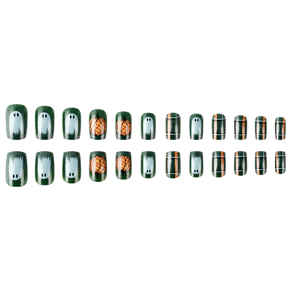 Pumpkin-Themed Press-On Nail Art Set Bowlift