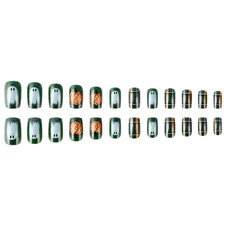 Pumpkin-Themed Press-On Nail Art Set Bowlift