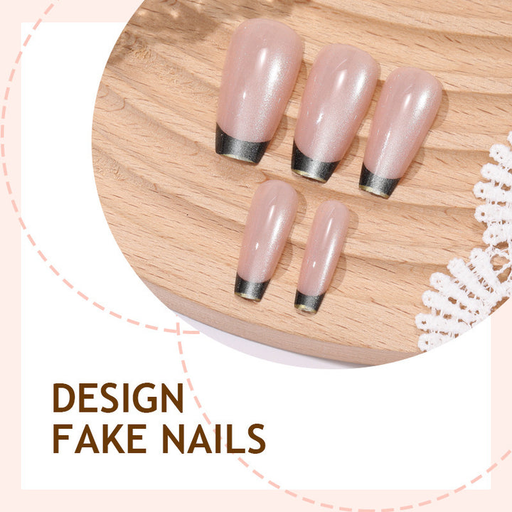 Acrylic nail set with elegant French design and glitter accents Bowlift