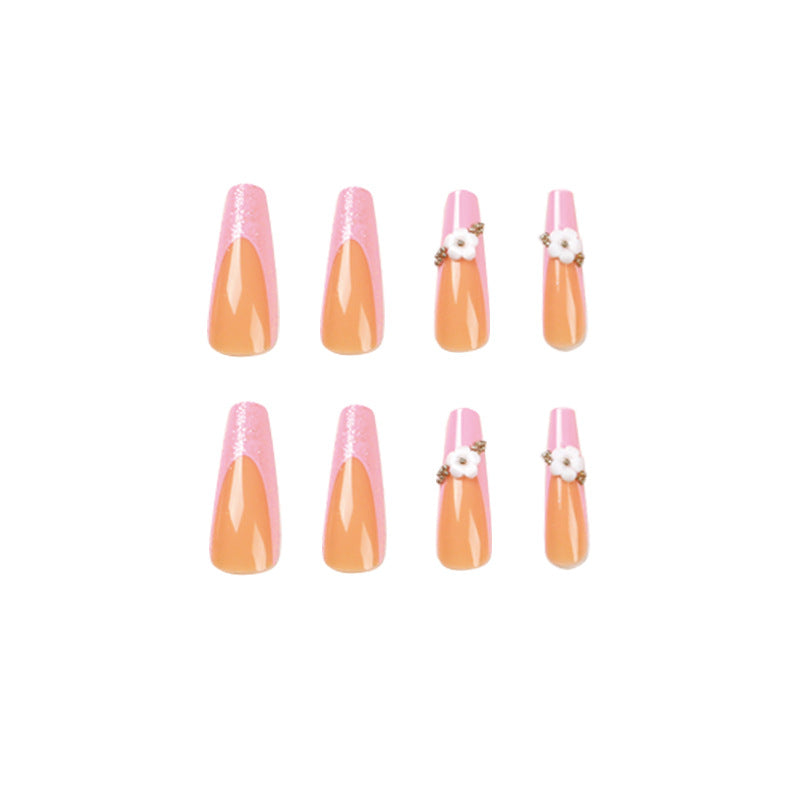 Glittering nail extensions with floral design Bowlift