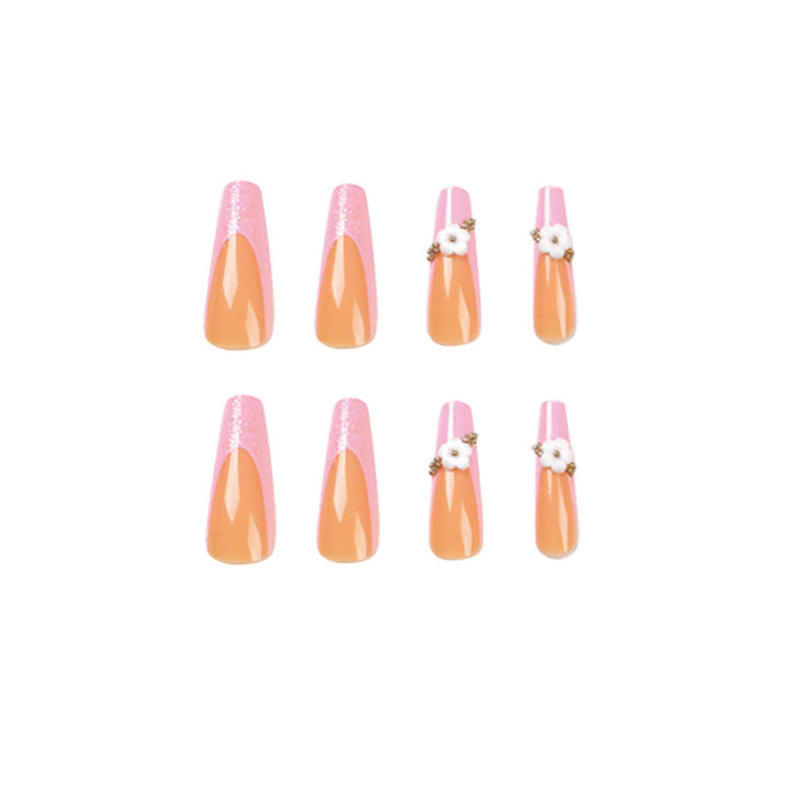 Glittering nail extensions with floral design Bowlift