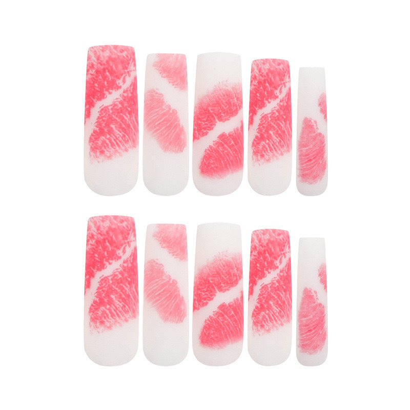 Artificial nail set with romantic lip motif Bowlift