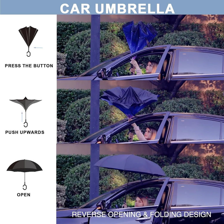 Ladies Automatic Umbrella with Elegant C-Handle Bowlift