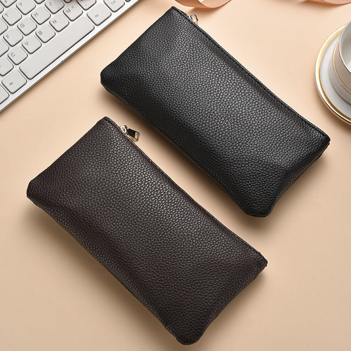 Textured Leather Zippered Pencil Case Bowlift