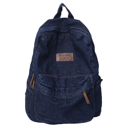 Denim Travel School Backpack Bowlift