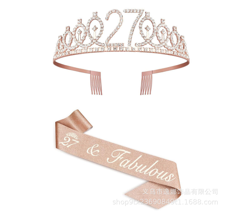 Ladies Crystal Princess Crown with 30 & Fabulous lettering Bowlift