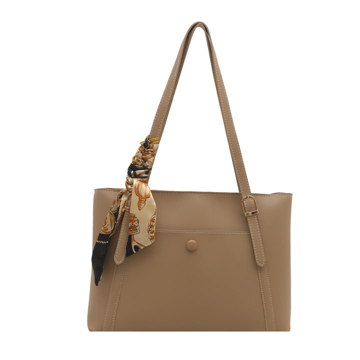 Elegant Structured Tote Bag with Scarf Detail